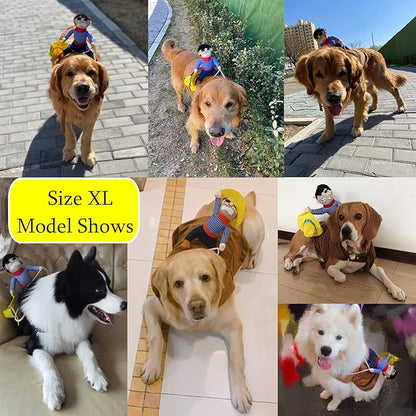 SEIS Pet Riding Costume Novelty Pet Supplies Cowboy Rider Horse Riding Designed Dog Apparel Party Dressing up Clothing Halloween (XL)