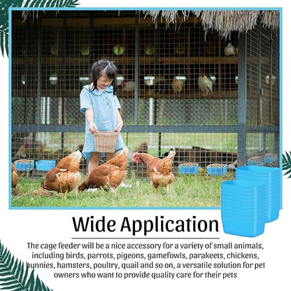 Zhehao 20 Pcs Bird Cage Cups Chicken Feeder Waterer Cups 18 oz Pigeon Feeder Plastic Poultry Wire Cage Hanging Rooster Chicken Water Bowl for Pet Bunny Gamefowl Poultry(Blue)