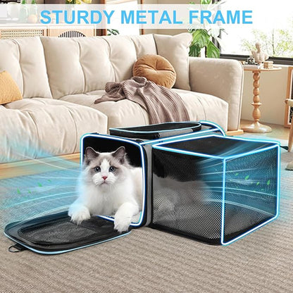 Pet Carrier Airline Approved, Expandable Pet Cat Carriers with Wheels for Dogs, Airline Approved Cat Dog Carrier, TSA Approved Pet Carrier in Cabin, Pet Dog Cat Carrier Soft, Cat Travel Carrier(Grey)