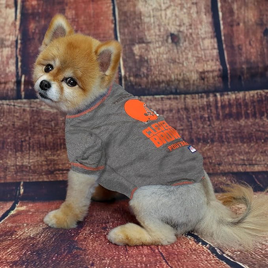 NFL Cleveland Browns Dog T-Shirt for Pets, Size Large. Officially Licensed Pet Shirt with Team Logo, Soft Stretchable Comfort Fit Apparel for Dogs & Cats