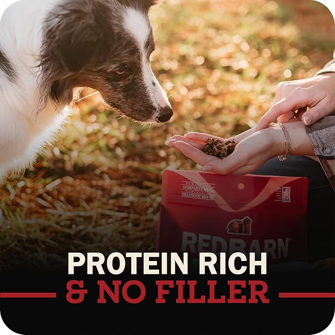 Redbarn Powerfood Air Dried Dog Food - 95% Beef & Beef Organs - High Protein Grain-Free Non-GMO Premium Dry Full Feed or Topper Made in USA with Omega 3 Salmon Oil Flaxseed - 2lb