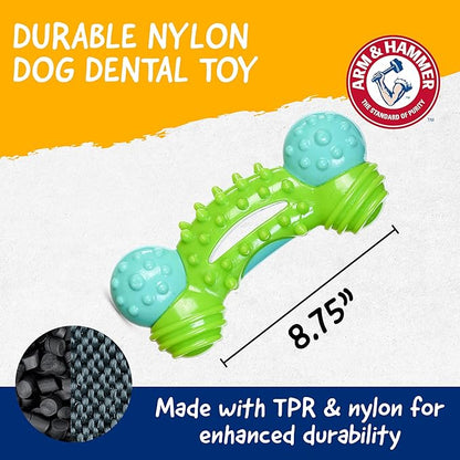 ARM & HAMMER for Pets Nubbies Duality Bone Dental Dog Toy- Best Dog Chew Toy for Moderate Chewers- Dog Dental Toy Helps Reduce Plaque & Tartar- Green Apple Flavor Baking Soda (Pack of 8)
