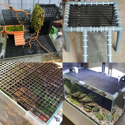 ALEGI 24 Pcs Aquarium Fish Tank Divider Plastic Egg Crate Aquarium Filter Bottom Tray Grid Isolation Board Partition Net Pane Separator (S 24pcs Black)