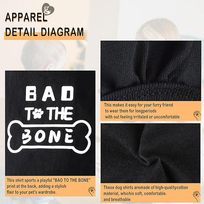 Discover Cozy Cotton Canine Wear: Soft, Lightweight, and Breathable Dog Shirt Vest with Eye-Catching Graphics(Bad to The Bone), Keeping Your Furry Friend Warm and Comfy! Grey 3XL