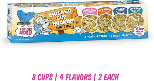Weruva Best Fido Friend Fun Size Meals for Dogs, Chicken Cup Hookup Variety Pack, 2.75oz Cup, Pack of 8