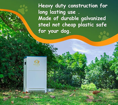 Dog Feeder - 25 lbs Heavy Duty Pet Feeder Automatic Dog Food Station Pet Lodge Galvanized Steel for Medium and Large Dog Outdoor Use (Assembly Required)