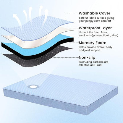 Orthopedic Memory Foam Dog Bed,Cooling Dog Beds for Dogs, Washable Pet Beds for Crate with Faux Fur Cover, Waterproof Lining, (XX-Large:47"x29"x3.5", Cooling Surface)