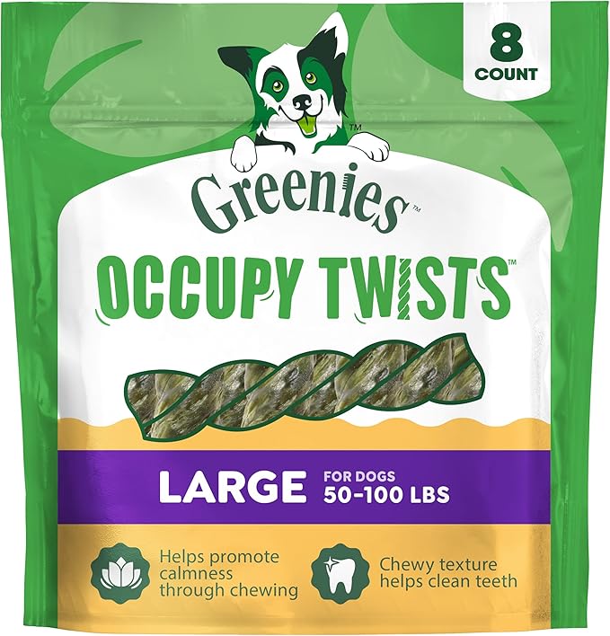 Greenies Occupy Twists Natural Dog Treats Large Breed Size Dog Chews Long Lasting Chicken Flavor, 17.1 oz. Pack, 8 Count