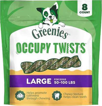 Greenies Occupy Twists Natural Dog Treats Large Breed Size Dog Chews Long Lasting Chicken Flavor, 17.1 oz. Pack, 8 Count