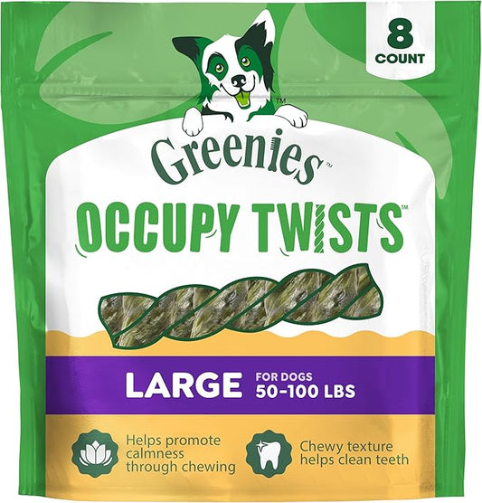 Greenies Occupy Twists Natural Dog Treats Large Breed Size Dog Chews Long Lasting Chicken Flavor, 17.1 oz. Pack, 8 Count