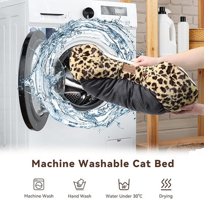 Zerbuger Rectangle Cat Dog Bed for Large Medium Small Pets Indoor Outdoor Machine Washable Sleeping Sofa Non-Slip Bottom Soft Puppy Bed Durable Orthopedic Calming Pet Cuddler (Small, Leopard)