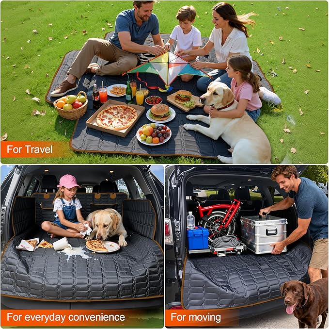 Reliadura SUV Cargo Liner for Dogs, Waterproof Pet Cargo Cover Dog Seat Cover for SUVs Sedans Vans with Bumper Flap Protector, Scrachproof Non-Slip Large Size Dog Seat Mat Universal Fit (Brown)