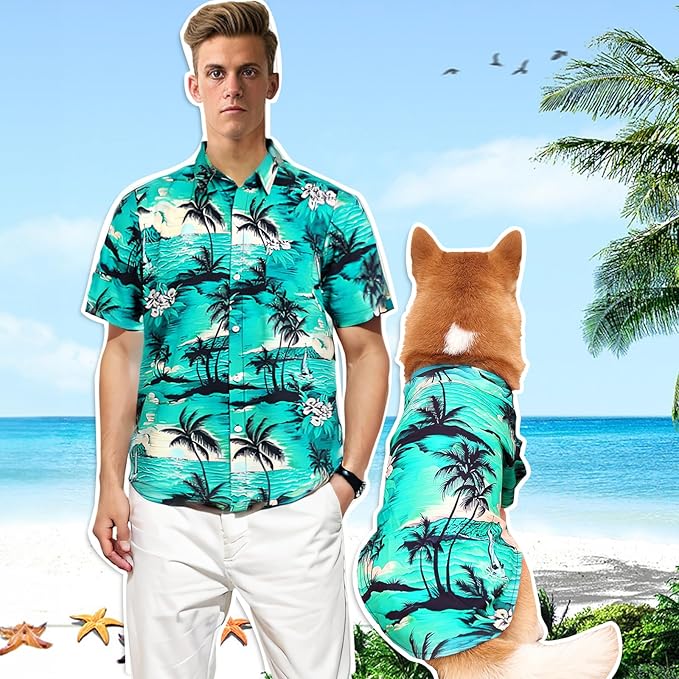 Dog Shirts Hawaii Dog Clothes for Small Medium Large Dogs Owner and Pet Shirts are Sold Separately