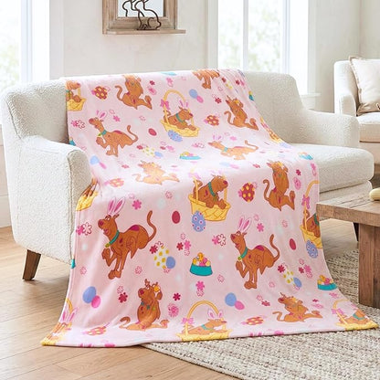 Scooby-Doo Easter Fluffy Throw 50 in x 70 in – Soft Plush Lightweight Blanket for Couch, Bed & Travel (100% Officially Licensed Product) by Franco Collectibles