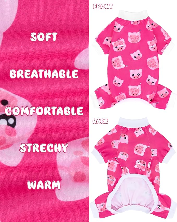 XPUDAC Dog Pajamas Soft Stretchy Pig Dog Clothes for Large Dogs Pet Jumpsuit Cat Apparel-3XL