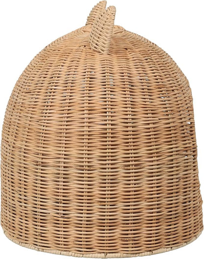 CBD1000B Cat Ear 20" x 14.5" Handwoven Water Hyacinth Pet Bed, Wicker Cat Hideaway Dome with Machine-Washable Cushion, Coastal Woven Pet House for Cats and Small Dogs, Light Brown