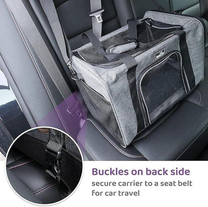 Wakytu Dog Carriers for Small Dogs, Cat Carrier Travel, Expandable, Collapsible, 900D High Density Oxford Cloth, Wear-Resisting, Anti Tearing, Reflective Tape,Safety Lock Zipper