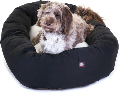 Majestic Pet 52 inch Black & Sherpa Bagel Dog Bed Products, 52.0"L x 35.0"W x 11.0"Th