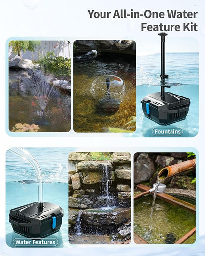 20W Solar Pond Filter with Fountain Pump, Solar Pond Pump and Filter Kit for Outdoor Pond Filter Box with Bio Media for Water Gardens, Ponds Up to 280 Gallons P3202