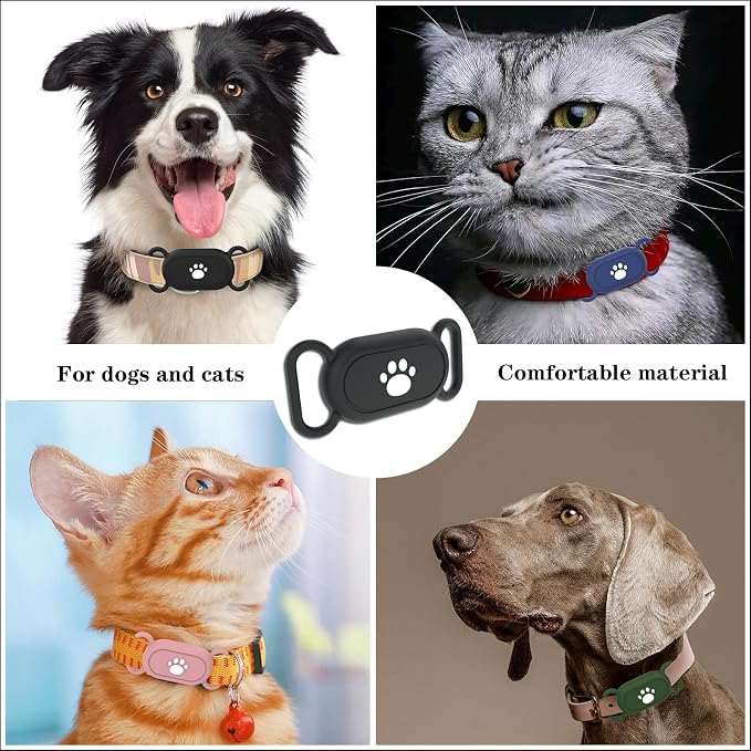 Waterproof Dog Collar Holder Compatible with Samsung Galaxy SmartTag2, Silicone GPS Tracker Hidden Loop Holder for Smart Tag2, Anti-Lost Collar Tag2 Paw Case (Black)