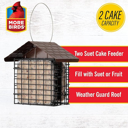 More Birds Double Suet Feeder with Weather Guard,6.5" L X 4.25" W X 7.25" H,Brown,(Pack of 4)