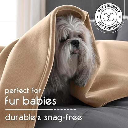 Vellux Original Queen Blanket - Soft Nylon Insulated Blanket for Bed Couch - Lightweight Machine Washable All Season - Pet Friendly Durable Wont Pill or Lint - 90x90 – Beige