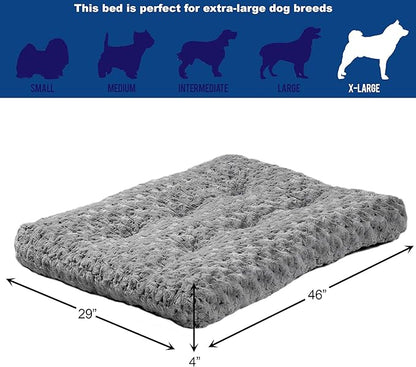 MidWest Homes for Pets XL QuietTime Deluxe Gray Ombre Swirl Plush Pet Bed, Machine Washable, Non-Skid Bottom, Soft Crate Mat for 48-inch Crates