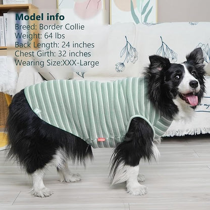 KYEESE 2Pack Waffle Dog Shirts, Lightweight Sleeveless Dog T Shirts for Large Dogs Boy Girl, Breathable Pet Vest Comfortable Tank Top Soft Dogs Clothes for Daily Wear, Green+Striped, 3XL