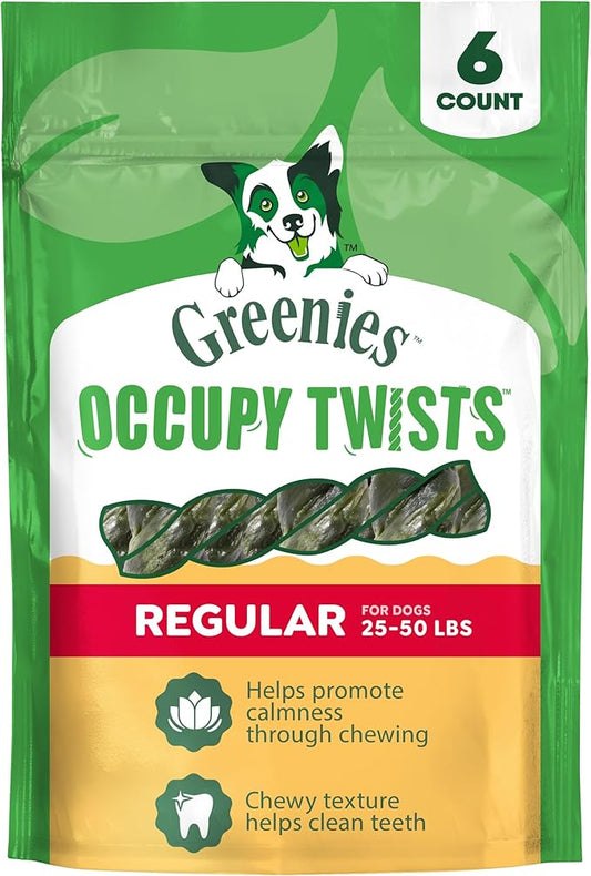 Greenies Occupy Twists Natural Dog Treats Regular Size Dog Chews Long Lasting Chicken Flavor, 8.65 oz. Pack, 6 Count