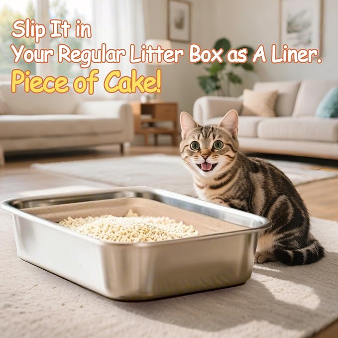 Disposable Litter Boxes for Cats Leak-Proof: 6-Pack Odor Control Sustainable Large Kitty Tray for Travel/Indoor Use