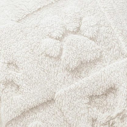 Americanflat 30x40 Jacquard Fleece Throw Blanket - Soft and Breathable Pet Blankets for Couches, Bed, Chair - Fleece Blanket for Home, Bedroom, or Outdoor - Cream Paw Print Blankets for Dogs or Cats