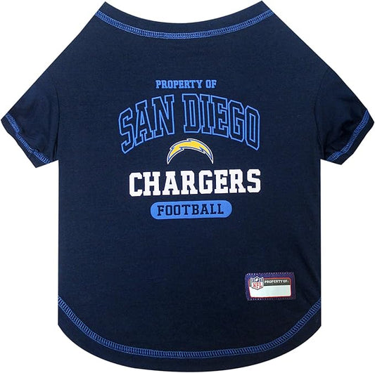 NFL Los Angeles Chargers Dog T-shirt Large. - Licensed Shirt for Pets Team Colored with Team Logos- Premium Stretchable Materials for the comfort of your Dog & Cat