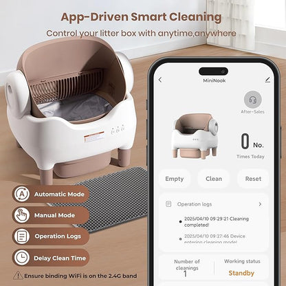 Automatic Litter Box: Self Cleaning Cat Litter Box with APP Control - Odor-Free Waste Disposal Includes Trash Bags, Large Waste Bin, Open-Top, for Multiple Cats