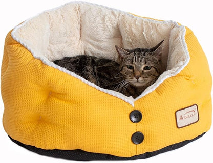 Armarkat Cat Bed Model C75HMB/MH Gold Waffle Texture Poly Blend and White, 22 x 18 x 14