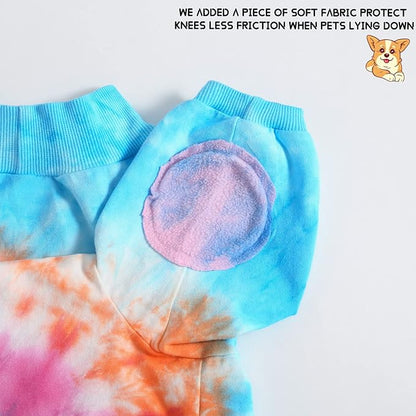 Dog Cotton Colorful Pink Orange T-Shirts Soft and Stretchy Dog Shirt Pajamas Pets Clothes for Medium Dogs(Medium PinkOrange)