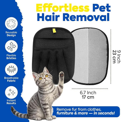 Reusable Pet Hair Removal Gloves - Electrostatic Fur & Lint Remover Set for Home & Car, Washable 5-Finger Magic Brush Pet Hair Remover Tool for Bedding, Clothing, Couch, Carpet (2-Pack)