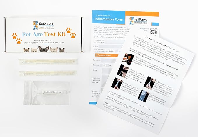 Pet Age Test for Dogs & Cats - Includes Wellness Insights for Your Pet’s Life Stage - At Home Epigenetic Biomarker Testing Kit, Great for Rescued Pets