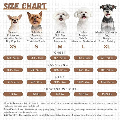 ABRRLO Small Dog Sweaters Cute Bear Dog Cardigans Clothes for Small Medium Dogs Boy Girl Puppy Cat Knitting Cardigan Outfits Dogs Winter Coats Warm Pet Doggy Clothes Soft Knitwear (Beige, Small)