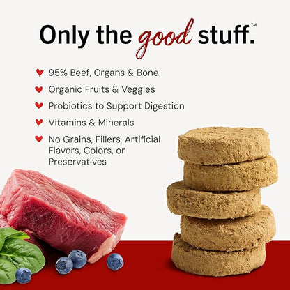 Stella & Chewy's Freeze-Dried Raw Dinner Patties - Beef Recipe - High Protein Grain-Free Puppy & Dog Food - Perfect For Picky Eaters - 14 oz