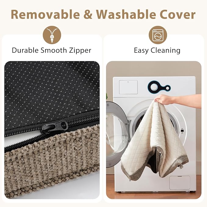 JOEJOY Orthopedic Dog Bed XL, Washable Dog Crate Bed Large Sized with Removable Cover, Egg Memory Foam Big Pet Beds, Beige, 41"x27"