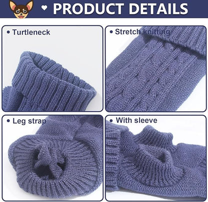 2 Pieces Dog Sweaters for Small Dogs, Chihuahua Yorkie Sweater, Dog Clothes for Small Dogs, Winter Warm Pullover Sweaters, Pet Cat Sweater Cold Weather Puppy Clothes Outfits (X-Small)