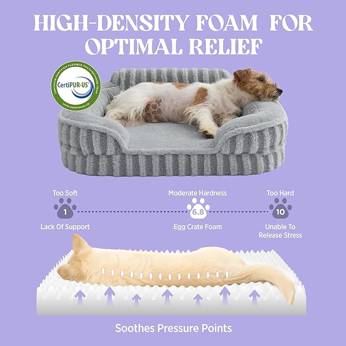 LE SURE Cute XL Dog Beds, Orthopedic Waterproof Dog Bed for Extra Large Dogs, High Back Non-Slip Bottom and Egg-Crate Foam Big Pet Couch Sofa with Washable Removable Cover, Grey