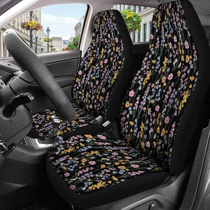 GENANY Floral Car Seat Covers Set of 2, Flower Breathable Front Seat Covers for Truck Sedan SUV, Boho Car Accessories, Boho Gift for Women Men