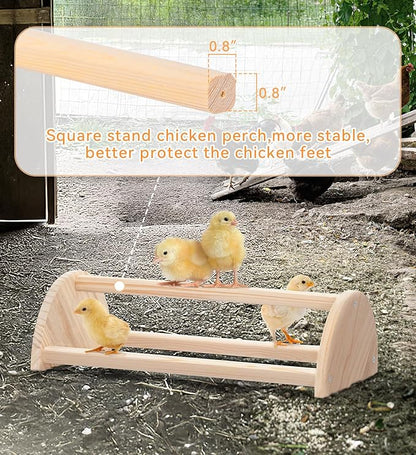 PETSFIT Chick Perch Prevent Rotation Design, Strong Wooden Chicken Roosting Bar, Easy to Assemble and Clean, Fun Toys for Chick