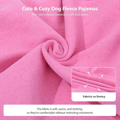 Dog Sweater for Small Dogs Winter Dog Pajamas Warm Soft Puppy Pjs Stretchy Jumpsuit Doggie Pet Clothes Outfits XXS~L (Rose, Medium)