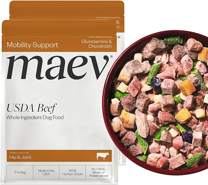 Maev Human-Grade Beef Dog Food, Hip & Joint Formula, Whole Ingredient, Gluten-Free, High Protein Puppy & Dog Food, 10 lb