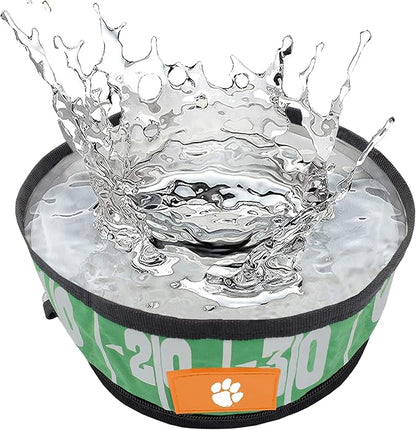 Pets First NCAA Clemson Tigers Collapsible Dog Travel Bowl Set, 2 Pack Food & Water Bowls for Dogs, Best Portable & Lightweight Leak-Proof Dog Bowls for Travel