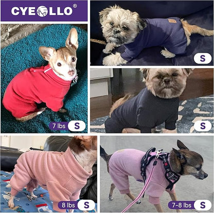 cyeollo Dog Pajamas Fleece Dog Pjs Thermal Puppy Onesie Stretchy Jumpsuits Doggie Warm Coat Outfits for Pet Cat Apparel Color Red