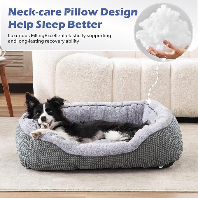 INVENHO Large Dog Beds for Large Dogs Washable, Rectangle Dog Beds Large Sized Dog, Orthopedic Dog Bed, Warming Soft Sleeping Puppy Bed Durable Pet Bed with Anti-Slip Bottom L(35"x25"x10")