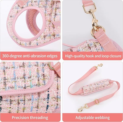 Wakytu Dog Lift Harness Dog Carrier Dog VES Harness Adjustable Dog Leash with Small Puppy Treat Bag（Pink,L）